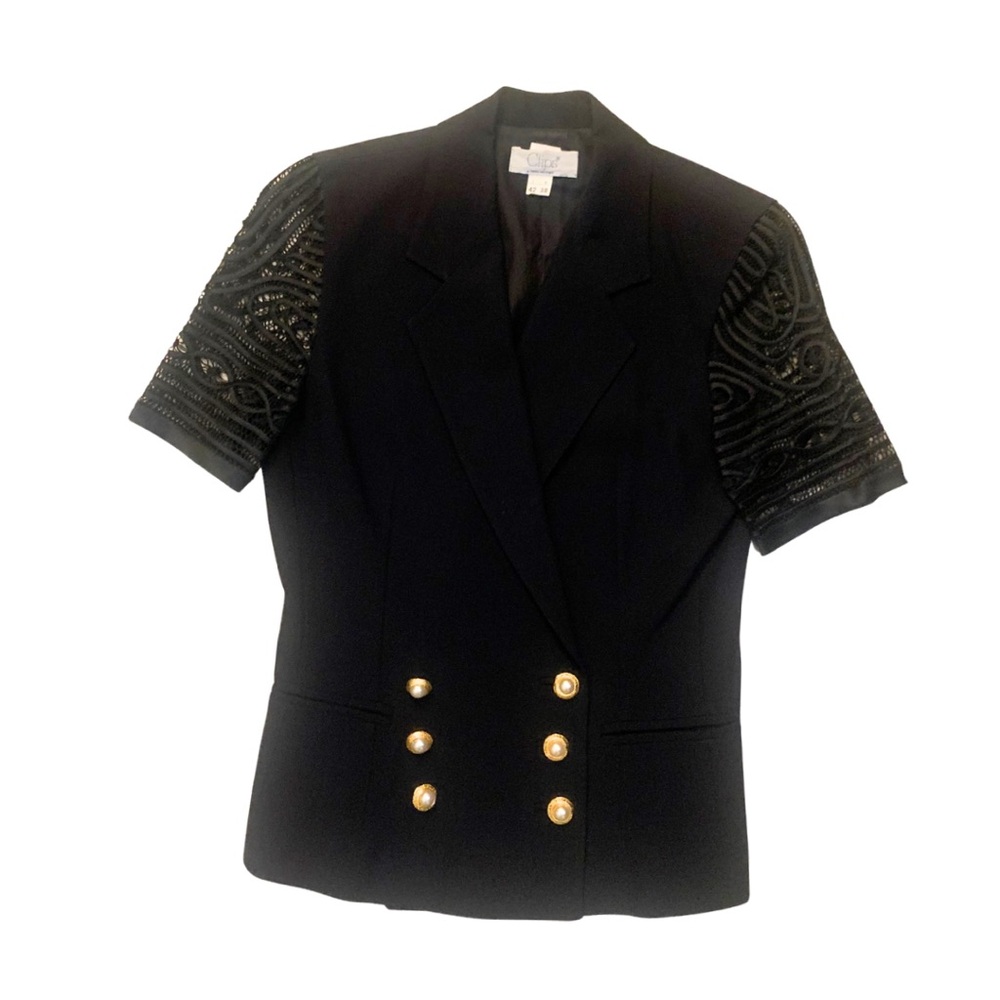 Clips Silk Satin Lace Pearl Button Jacket Top 4 Made in Italy Old Money Vintage
